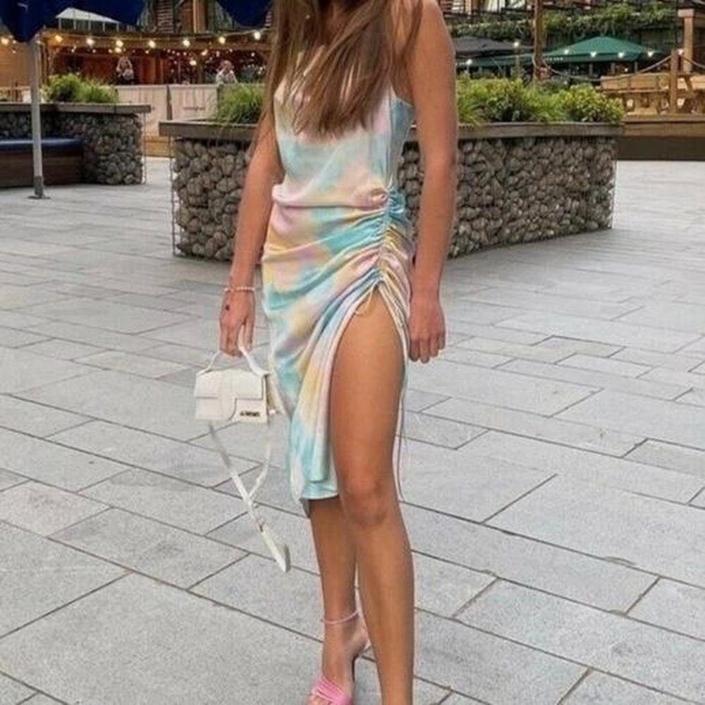 Zara tie dye midi satin dress